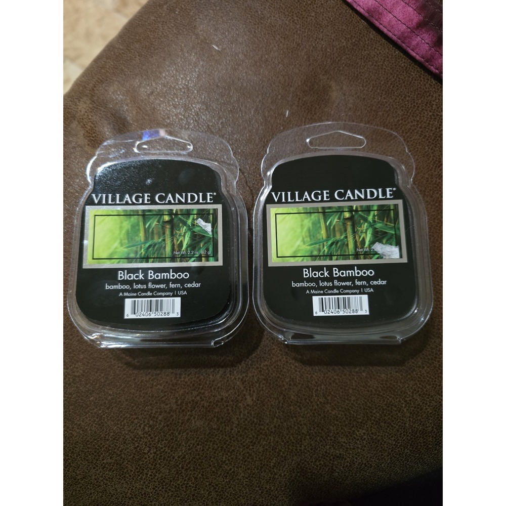 2pks Village Candle Black Bamboo 2.2 Oz Bamboo Lotus Flower Fern Cedar Wax Melts